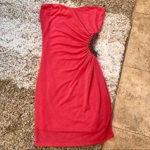 Y2k Codigo strapless body con dress w/ side cut out Sz Small Coral?  Party Hoco